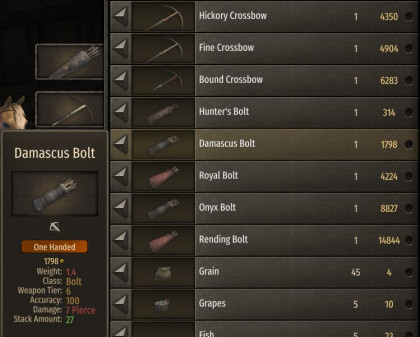 Fixed Crossbows and Bolts